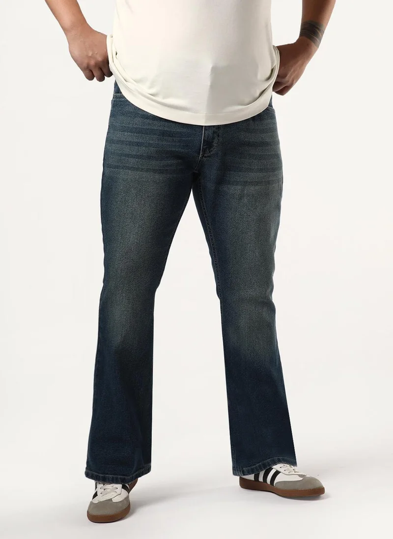 Urbano Plus Men's Light Blue Bootcut Fit Mid Rise Heavy Washed Jeans Stretchable